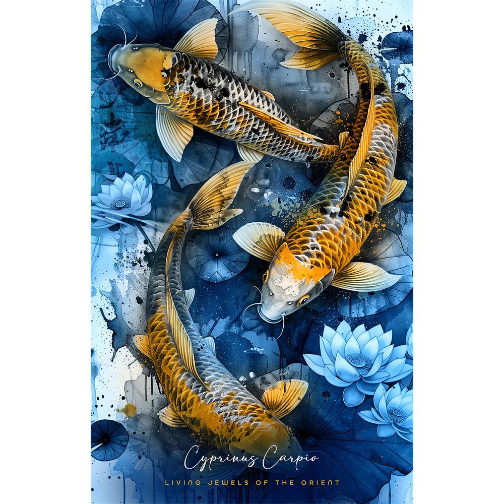 DIY Diamond Painting Retro Chinese Style Red Koi Lucky Carp Luxury Fish Calligraphy Embroidery Cross Stitch Kit Living Room Home Art Wall Decor