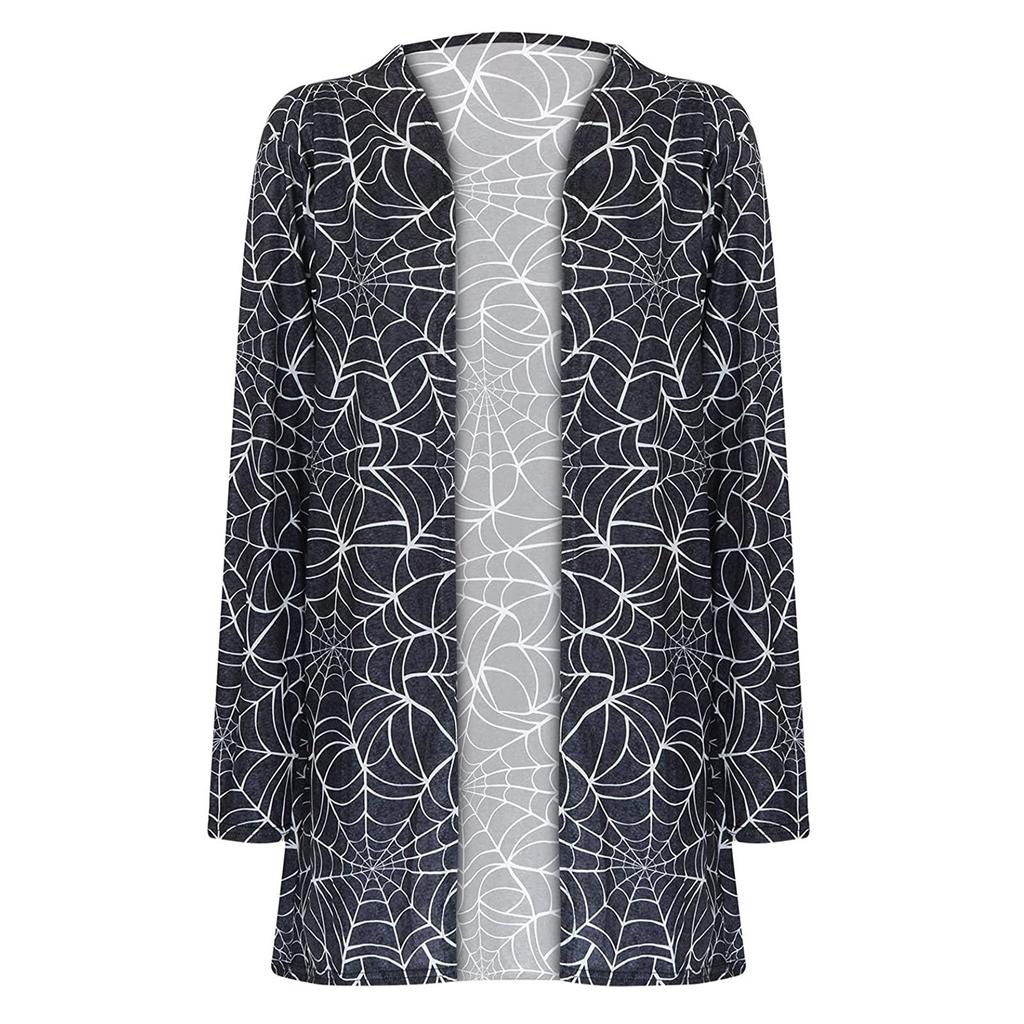 Women's Halloween Long Sleeve Cardigan Cardigan Spooky Pattern Top Coat