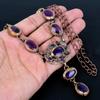 Amethyst Copper Electroformed Necklace with Adjustable Chain, Handmade Gemstone Jewelry Necklace For Memorial Day Product