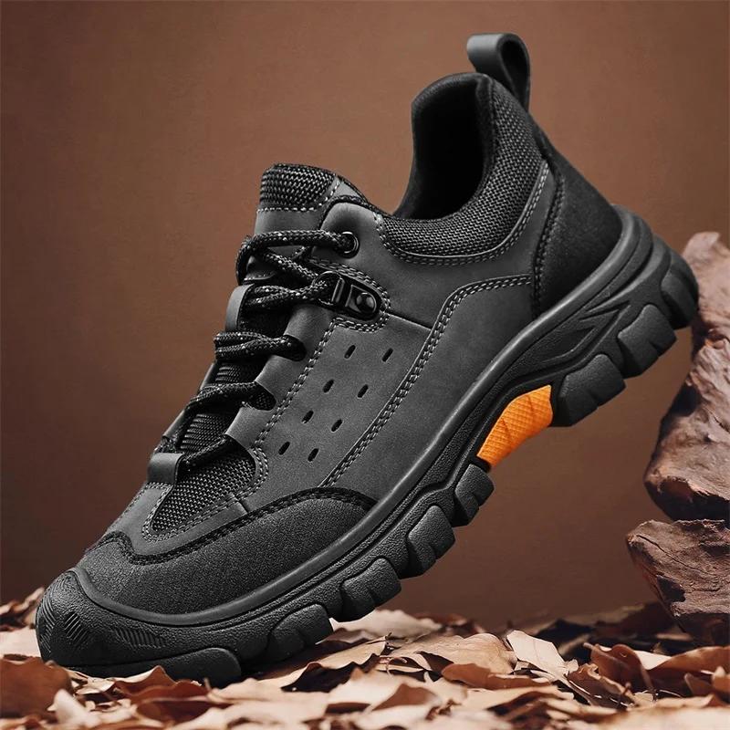 Autumn Men's Outdoor Comfortable Soft Bottom Anti Slip Waterproof Mountaineering Fashion Strap Up Men's Sports and Leisure Shoes