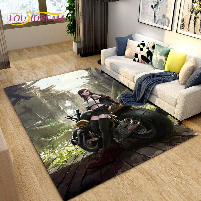 Final Fantasy 3D Printed Game Gamer Area Rug,Carpet Rug for Living Room Bedroom Sofa Doormat Decoration, Kids Non-slip Floor Mat