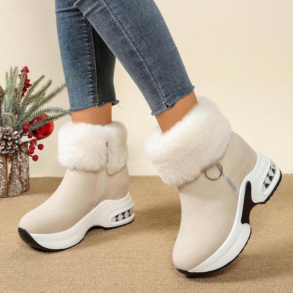 35-43 Plus Size Shoes for Women Winter Fashion Short Plush Warm Round Toe Comfortable Non-slip Platform Wedges Ankle Snow Boots