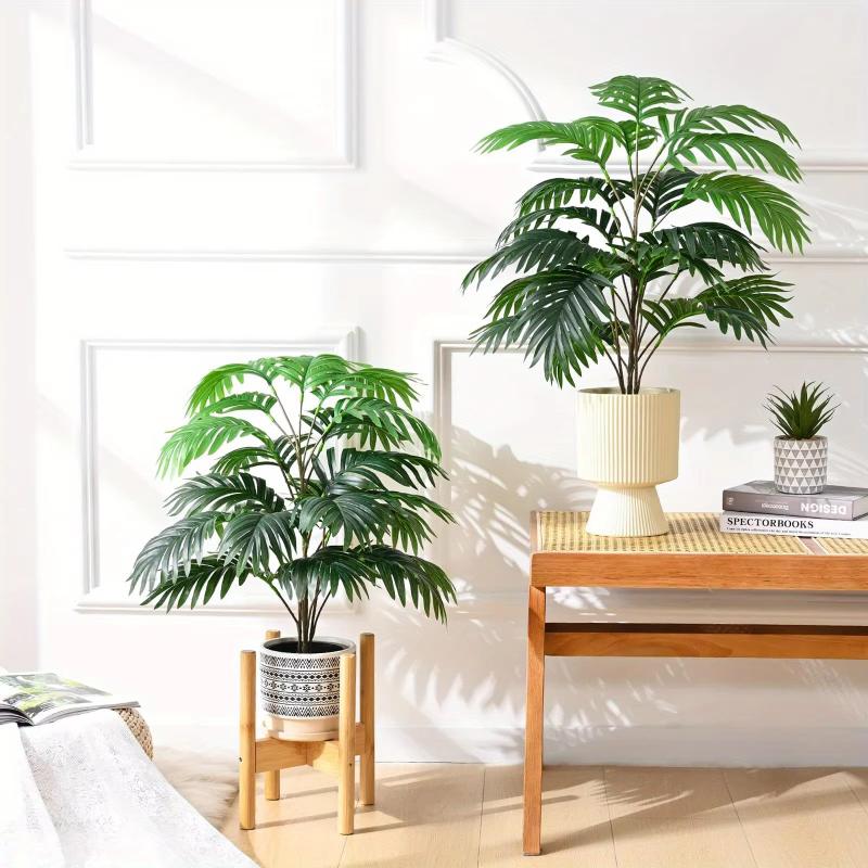 Green Realistic Artificial Plant (Approx. 32.28 Inches) - Long Stem Large Leaves for Indoor/Outdoor Decoration Plant Decoration
