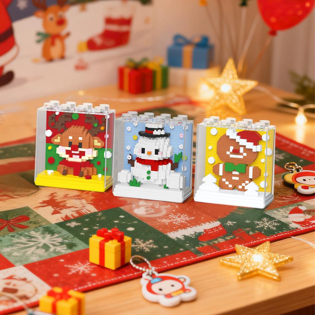Christmas Gift Box, Cartoon Dolls, Small ParticleBuilding Block Toys