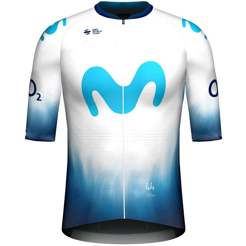Conjunto de maillot de ciclismo del equipo Movistar transpirable y anti-UV para verano, camisetas deportivas para bicicleta de montaña, ropa de ciclismo para hombre