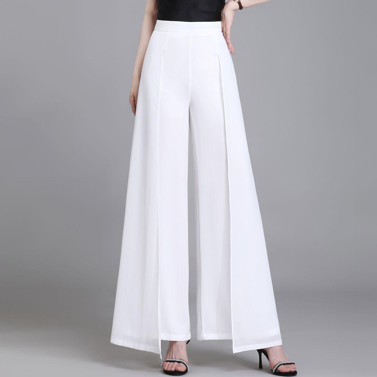 Women s High-Waisted Wide-Leg Chiffon Pants for All Seasons Size 27