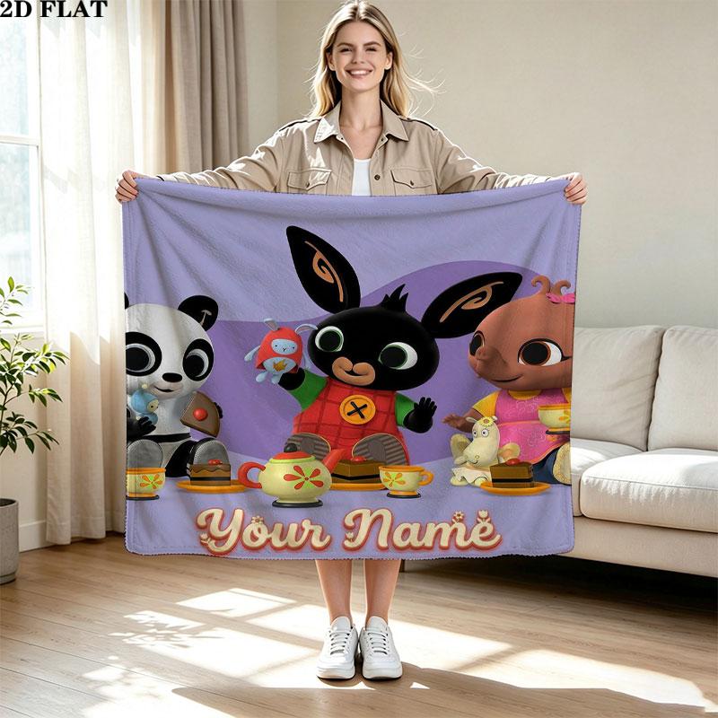 1PC Bing Custom Name Patterned Flannel Blanket Suitable For All Seasons for Home Decor Warmth and Comfort Gifts Holiday Present