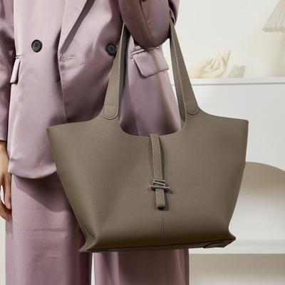 Genuine Leather Large Shoulder Tote Bags For Women  Trend Designer Shopper Commuter A4 Ladies Handbags