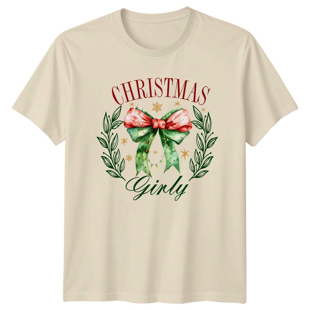 Christmas Girly Christmas Holidays Bow Unisexs TShirt Unisexs Graphic Tee