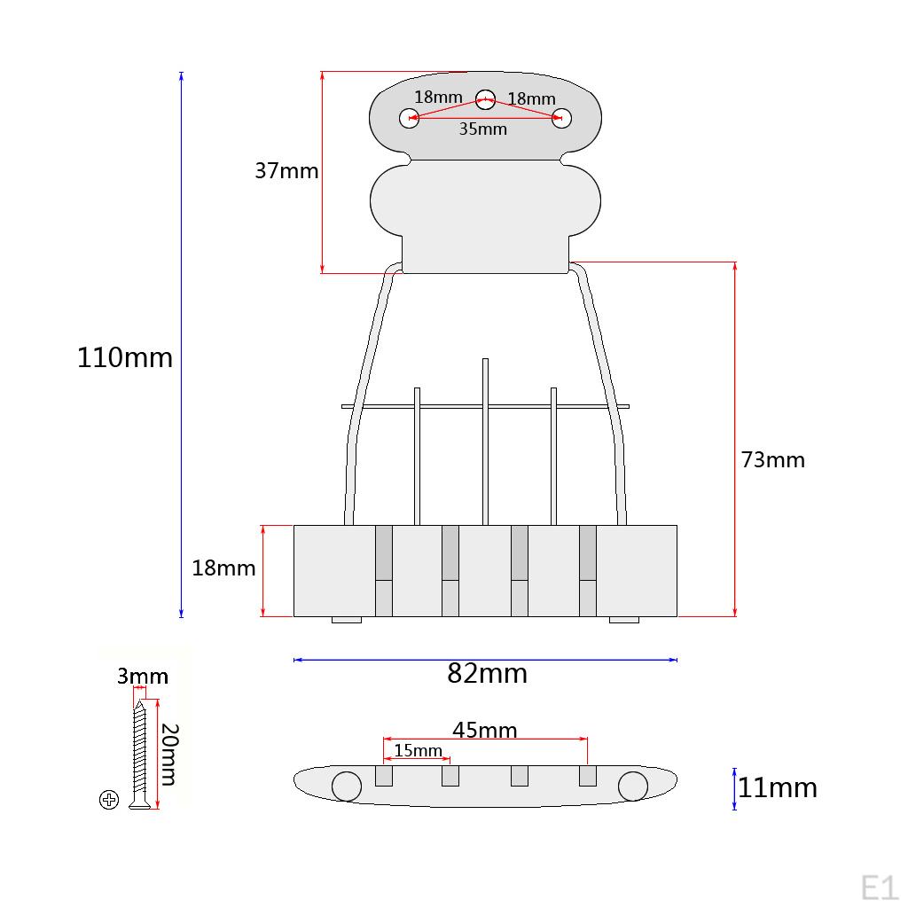 Zinc Alloy 4 String Tailpiece with Screws for Archtop Guitar Chrome