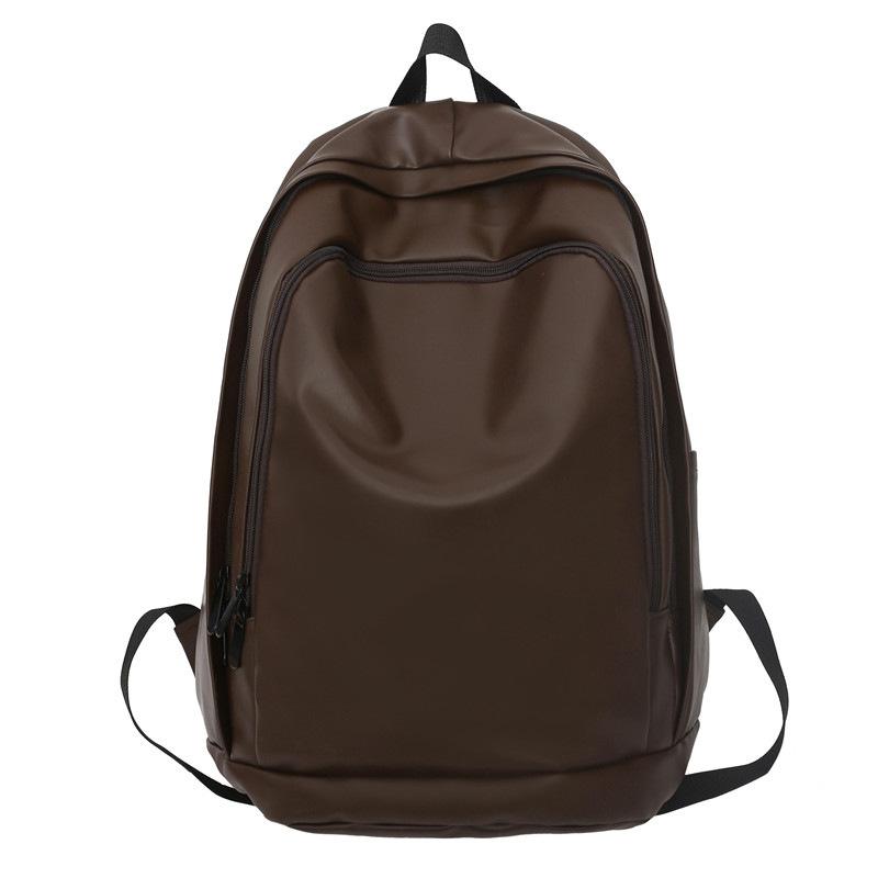 Today's popular soft leather schoolbag college student waterproof fashion leather backpack new large-capacity backpack