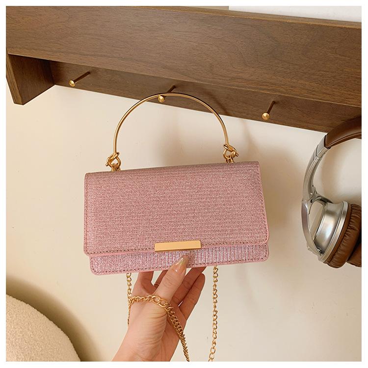 2025 New Casual Fashion Trend Simple Chain Fashion Metal Portable Shoulder Crossbody Small Square Bag