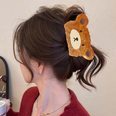 Haarspange Cartoon Bärenform Acryl Hinterkopf Haarkralle Anti-Rutsch Zähne Halbhochgesteckte Frisuren Große Haarkralle