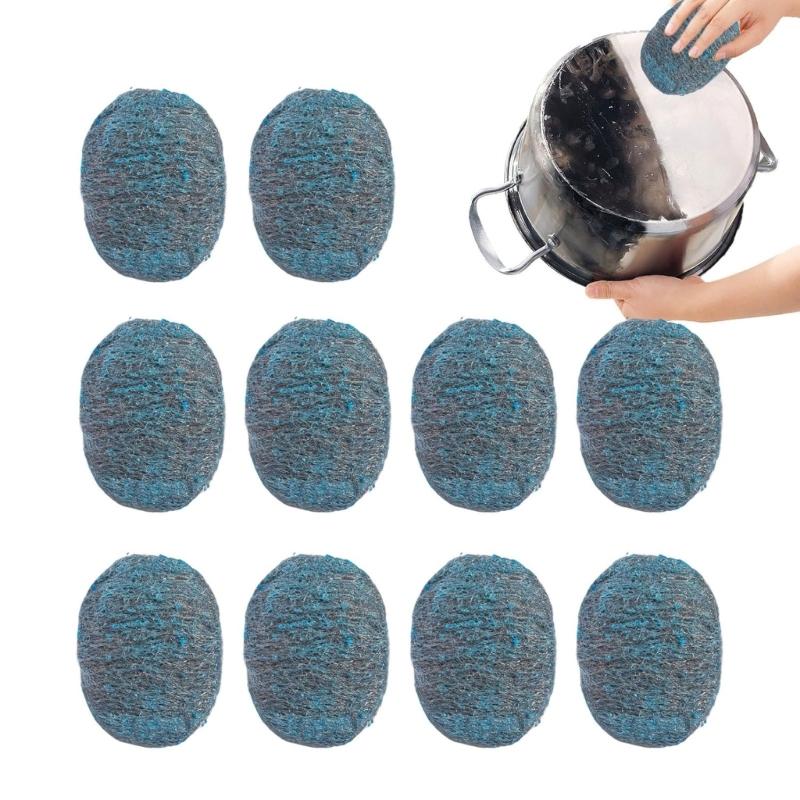 10pcs Metal Cleaning Steel Wool Durable Cleaners for Dirty Pots Pans Stovetops and Outdoor Cooking Area