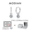 MODIAN 1CT/2CT D Moissanite Ear Buckle 925 Silver Round High Swing Hoop Earrings For Women Daily Fine Jewelry