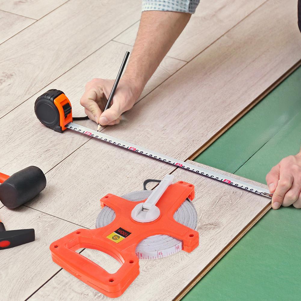 100 Meters Open Reel Fiberglass Measure Tape Depth Measurement Long Open Reel Measure Tape for Engineer Outdoor Athletic Field
