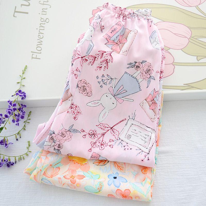 Sommer Mädchen Baumwolle und Seide Mückensichere Hose Dünn und Vielseitig Kinder Blumen Laternenhose Kunstbaumwolle Freizeithose