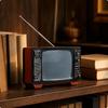 Synthetic Resin Retro TV Ornament Compact with Antenna Classic