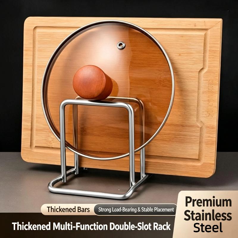Rustproof Stainless Steel Kitchen Rack Countertop Stand Holder for Pot Lids Cutting Boards Baking Tools Storage