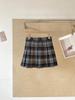 Korean Style Plaid Woolen High Waist A-Line Pleated Skirt for Women, Plus Size, College Fashion