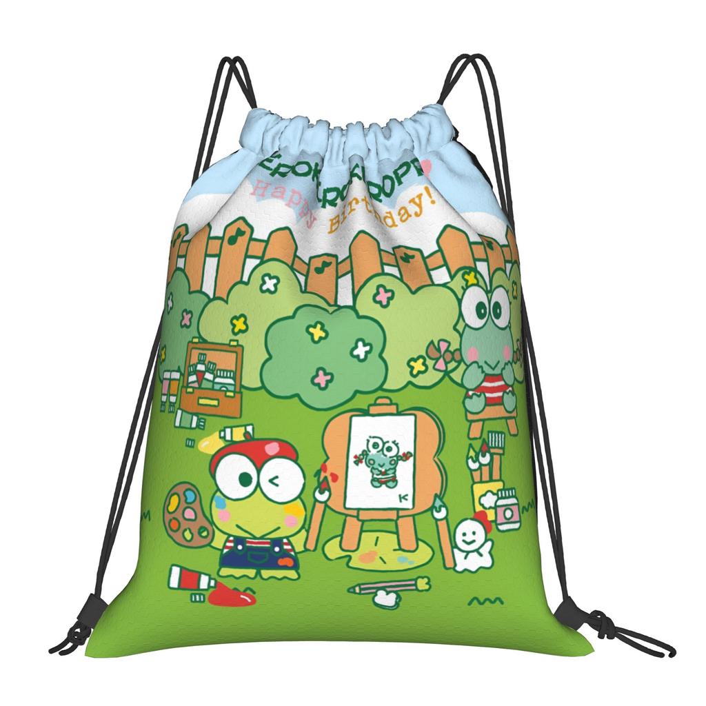 Custom K-KeroKeroKeroppies Drawstring Bags Men Women Foldable Sports Gym Sackpack Frog Cartoon Shopping Storage Backpacks