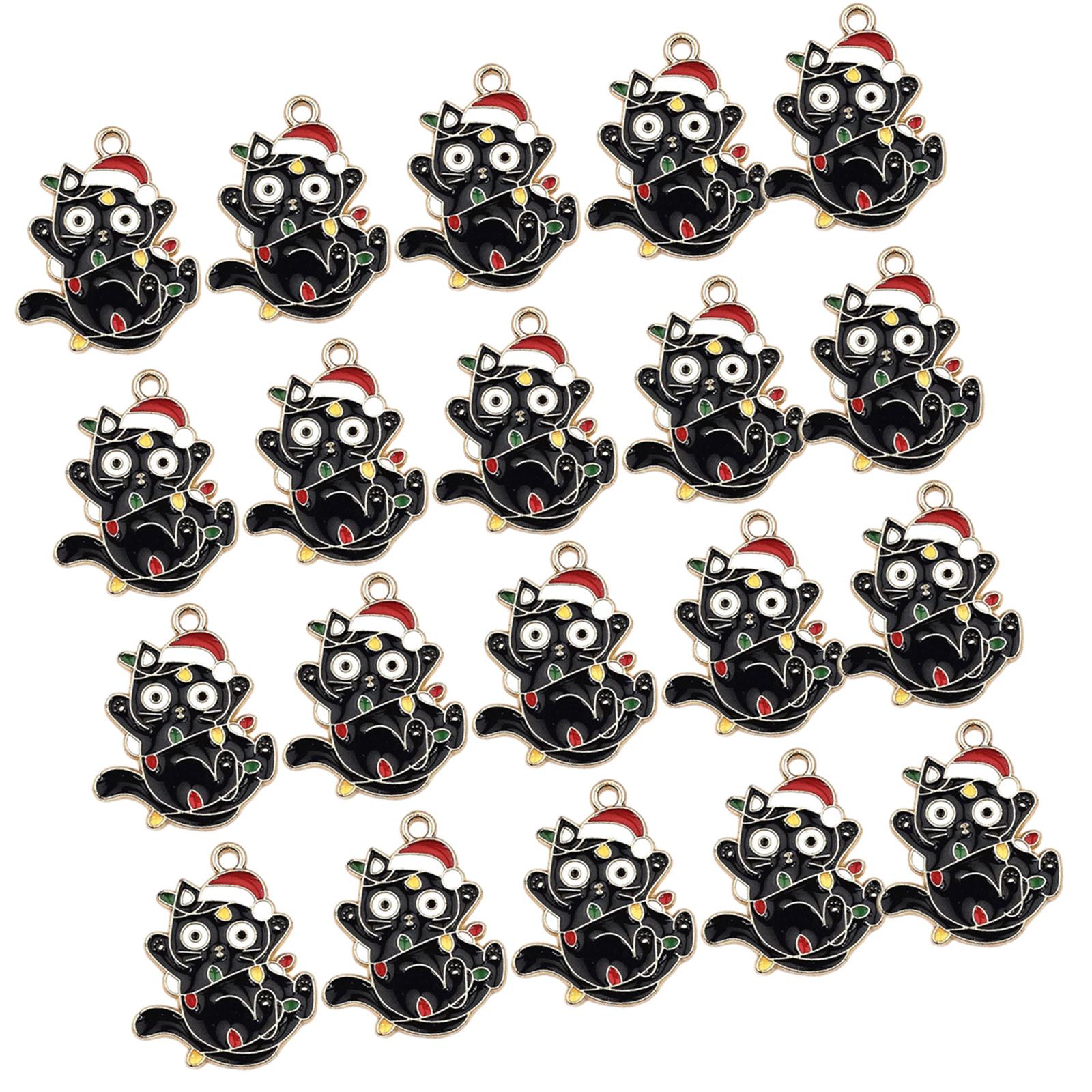 

20pcs Decorative Charm for Necklace and Bracelet Making Lovely Cats Shaped Christmas Pendant Jewelry Making Supplies B