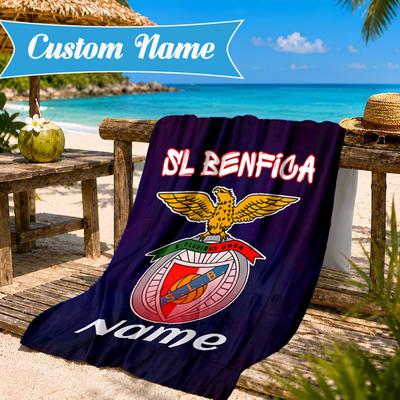 Benfica Fußballwappen Benutzerdefinierter Name Strandtuch Mikrofaser Strandtuch, Leicht für Sommerreisen, Schwimmbad Fan Geburtstagsgeschenk