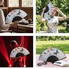 Antique Bamboo Folding Fan Ink Wash Painting Portable Fan Decorative Silk Hand Fan  Hanfu Cheongsam