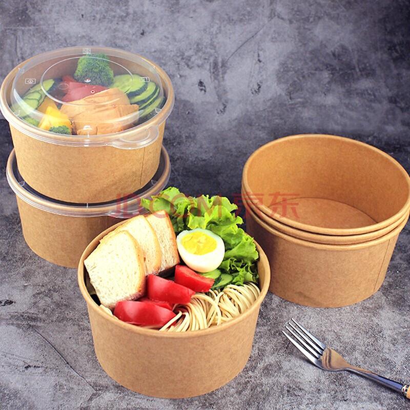 Disposable Kraft Paper Takeout Bowls with Lids