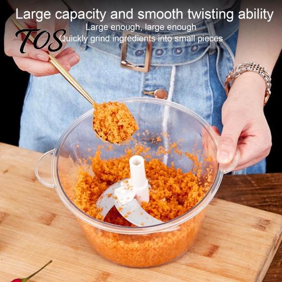 Household Kitchen Gadget Manual Food Chopper, Hand Press Garlic Mincer with 3D Stainless Steel Easy Prep Tool Blades, 1.5/2L Nuts Eggs Herb