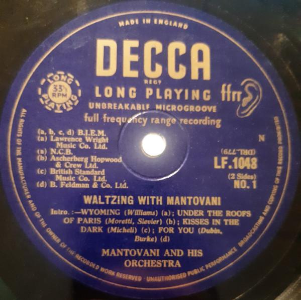 

10inch Record MANTOVANI HIS ORCHESTRA Waltzing With Mantovani LF1048 Decca UK Jazz Used