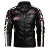 Mens Vintage Motorcycle Jacket Men Fashion New Biker Leather Jacket Male Embroidery Bomber Coat Winter Fleece Pu Overcoat