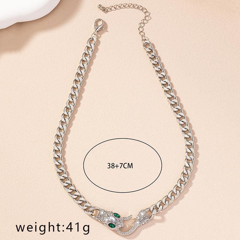 Zodiac Snake Pendant Necklace Female Personality Punk Light Luxury Diamond Collarbone Chain