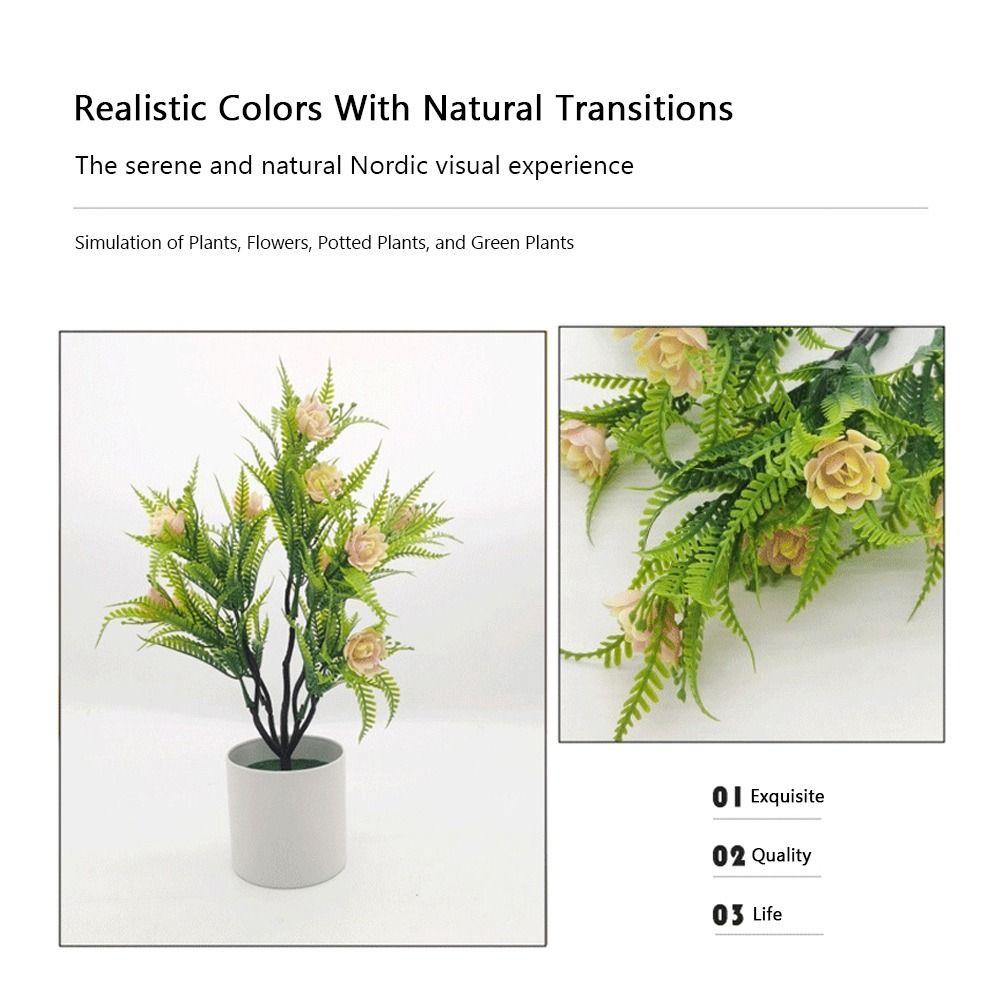 Multicolor Kunstmatige Roos Bloemen Bonsai Groen Gras Foto Requisieten Lente Gras Potplant Wit Bloempot Waterdicht