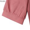ZANZEA Women Casual Round Neck Solid Color Short Sleeve Pleated Dress