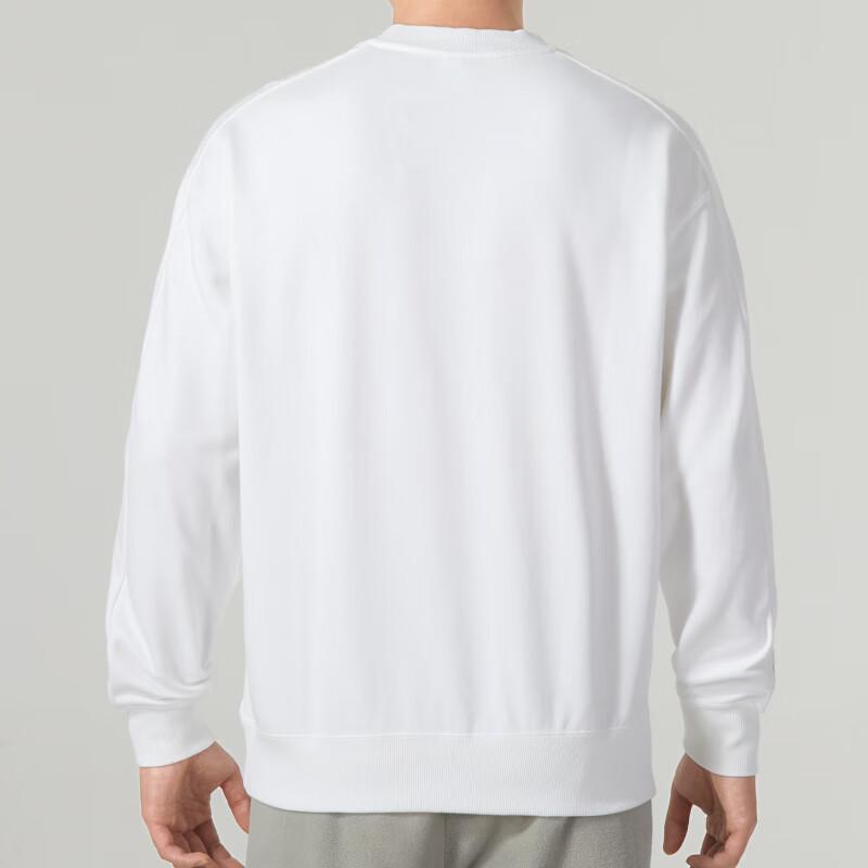 Puma Solid Color Logo Print Crew Neck Sweatshirt Unisex Tops White 535382-02