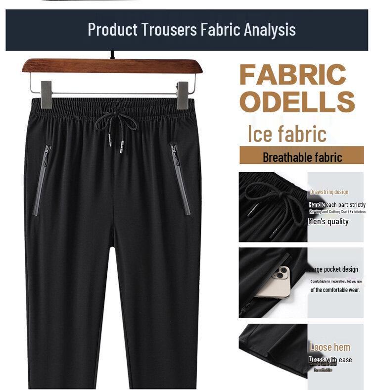 Men's Ice Silk Sports Suit - Comfortable Summer Casual Short Sleeve for Dad, Middle-aged, and Elderly.