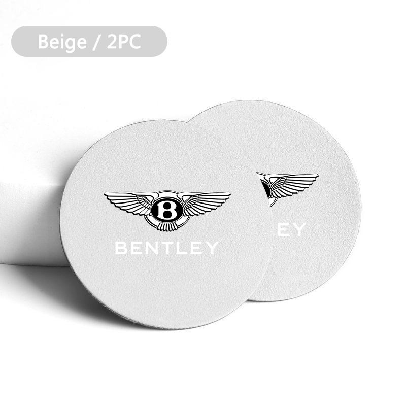 2Pcs Suede Leather Car Water Cup Mat Coaster Pad For New Bentley Flying Spur Continental GT Bentayga Mulsanne Interior Accessory