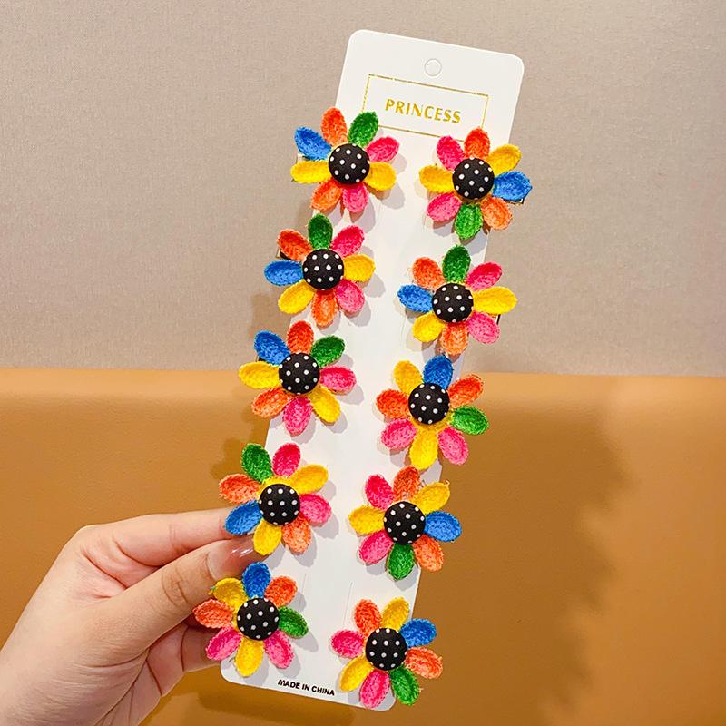 10 st Söta Blomsterhårnålar Färggranna Solros Sidbensklämmor Lämpliga för Dagligt Bruk Som Håraccessoarer Gåvor