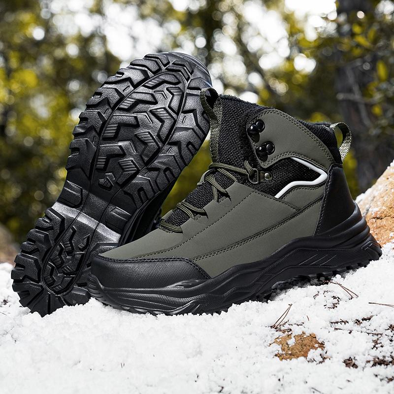 NYE Vintersnøstøvler for menn til vanntette sneakers i skinn Supervarme herrestøvler Utendørs terrengsko til menn Arbeidssko str. 39-48
