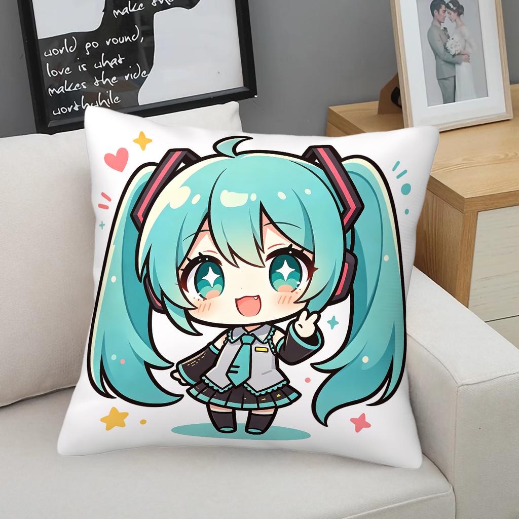 Hatsune Miku Cyberpunk Throw Pillow Futuristic Mecha Anime Cushion For Gaming Room Teens Room Sofa Bedroom Decor Gift For Fans