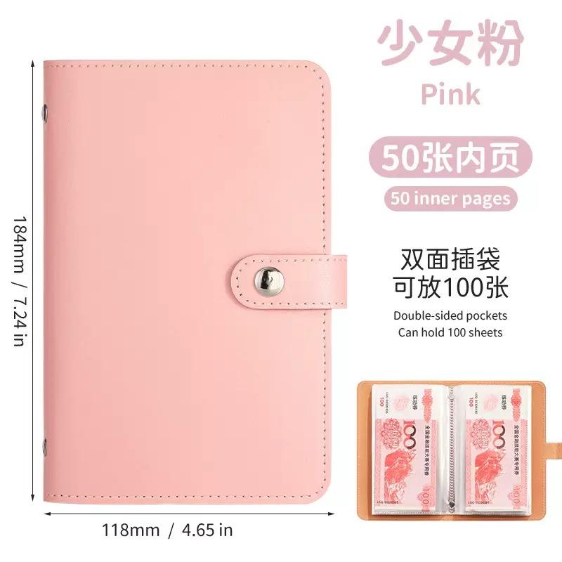 1 Banknote Storage Book Made of PU Material, Can Hold 100 Banknotes, with Banknote Photos, Stamps, Bank Card Storage Book