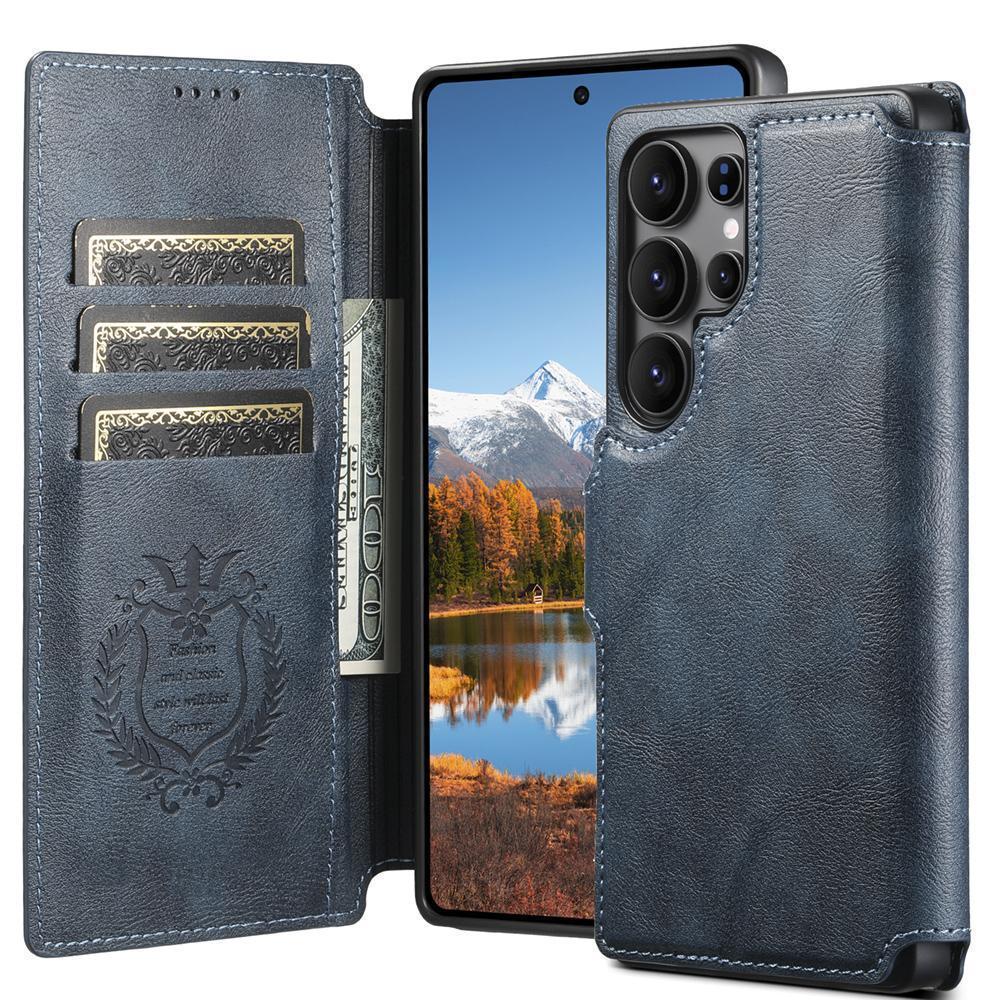 Magsafe Magnetic Suction 2 In 1 Suitable for Samsung S25U Mobile Phone Case Magnetic S24Ultra Flip Leather Case S23Ultr