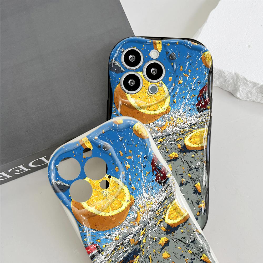 Cute Cartoon Pattern Cream Texture Casing Wavy Edge Soft Silicone Cover Phone Case for Huawei Honor Infinix Tecno iPhone