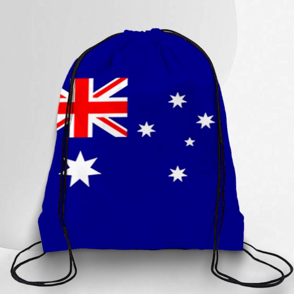 Drawstring Backpack Storage Bag Portable Fan Shoulder Bag with National Flag Print Lightweight Design for Daily Use Travel Sports