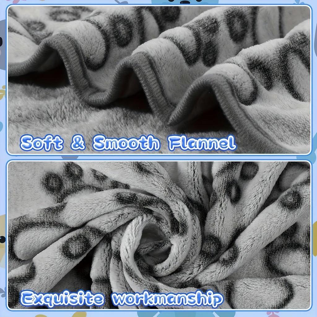 Warm Flannel Pet Blanket for Cats and Dogs Thickened Paw Print Cozy All Season 3 Sizes