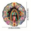 Multicolor Metal Wind Spinner Ornament with Swivel Hook - 25.4 cm Double Sided Circular Garden Decor featuring a Portrait Design, Ideal for Yard