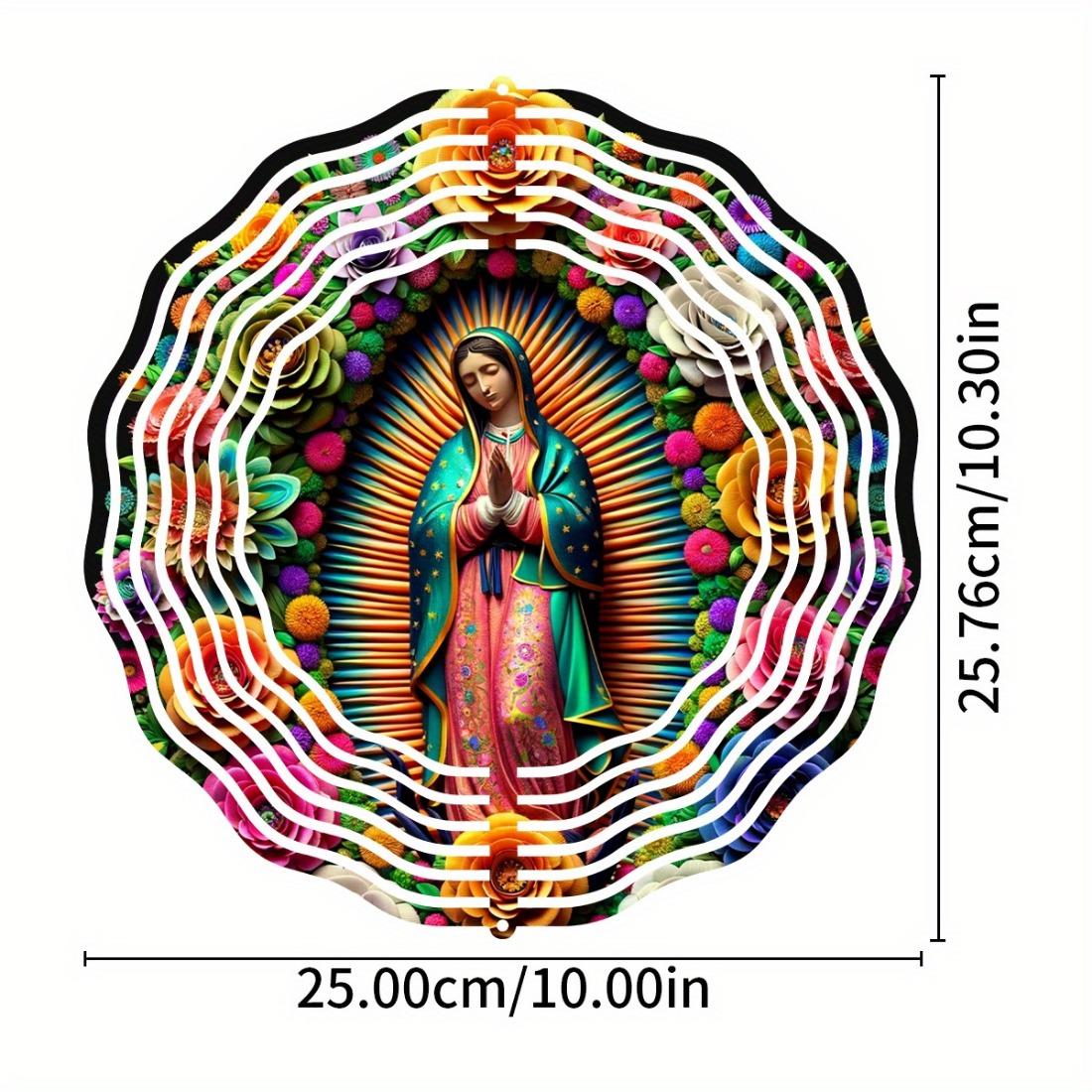 

Multicolor Metal Wind Spinner Ornament with Swivel Hook - 25.4 cm Double Sided Circular Garden Decor featuring a Portrait Design, Ideal for Yard 01A