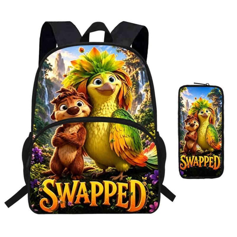 Kinder Cartoon Rucksack Federmäppchen Set Schule Leicht Wirbelsäulenfreundlich Atmungsaktiv Oxford Stoff Mit Lustigem Druckdesign