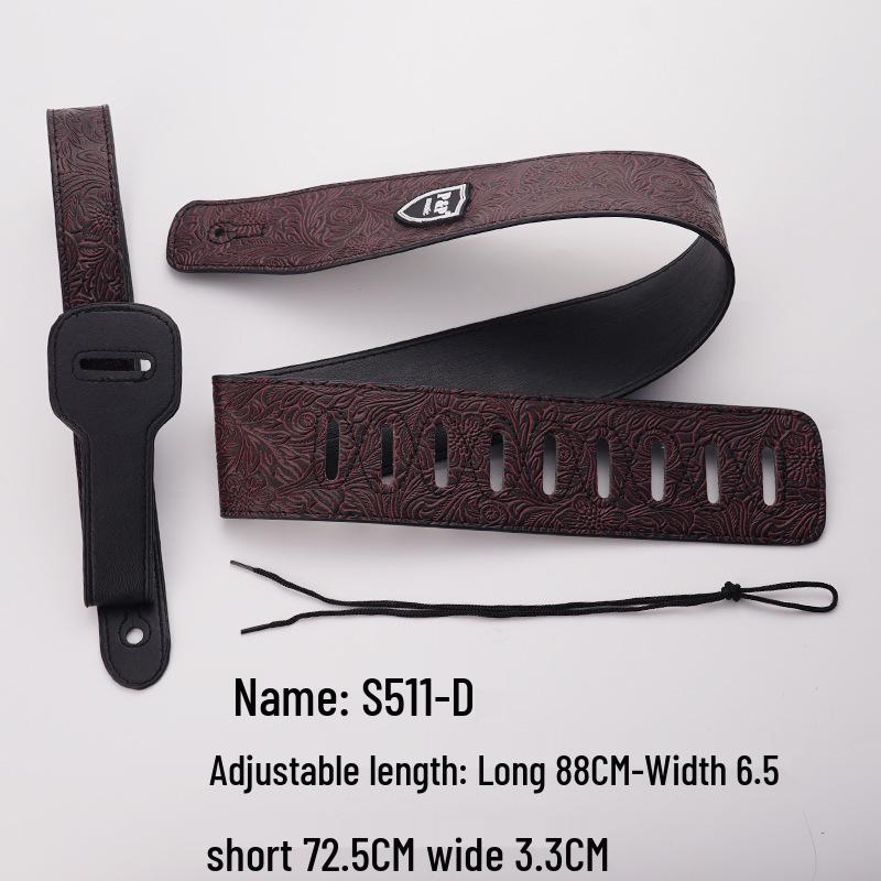 PU Leather Guitar Strap: Acoustic, Electric & Classical - No-Hole, Widened Shoulder Design